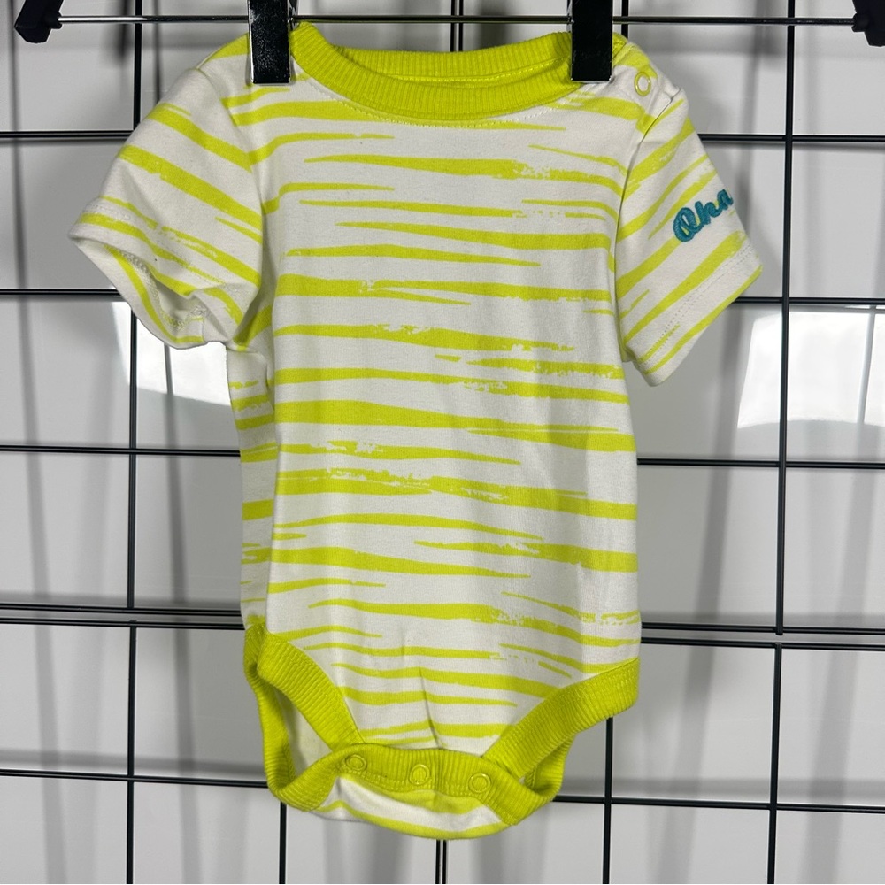 Disney Baby Highlighter Green/White Ohana Lilo & Stitch Baby Bodysuit 6-9M
